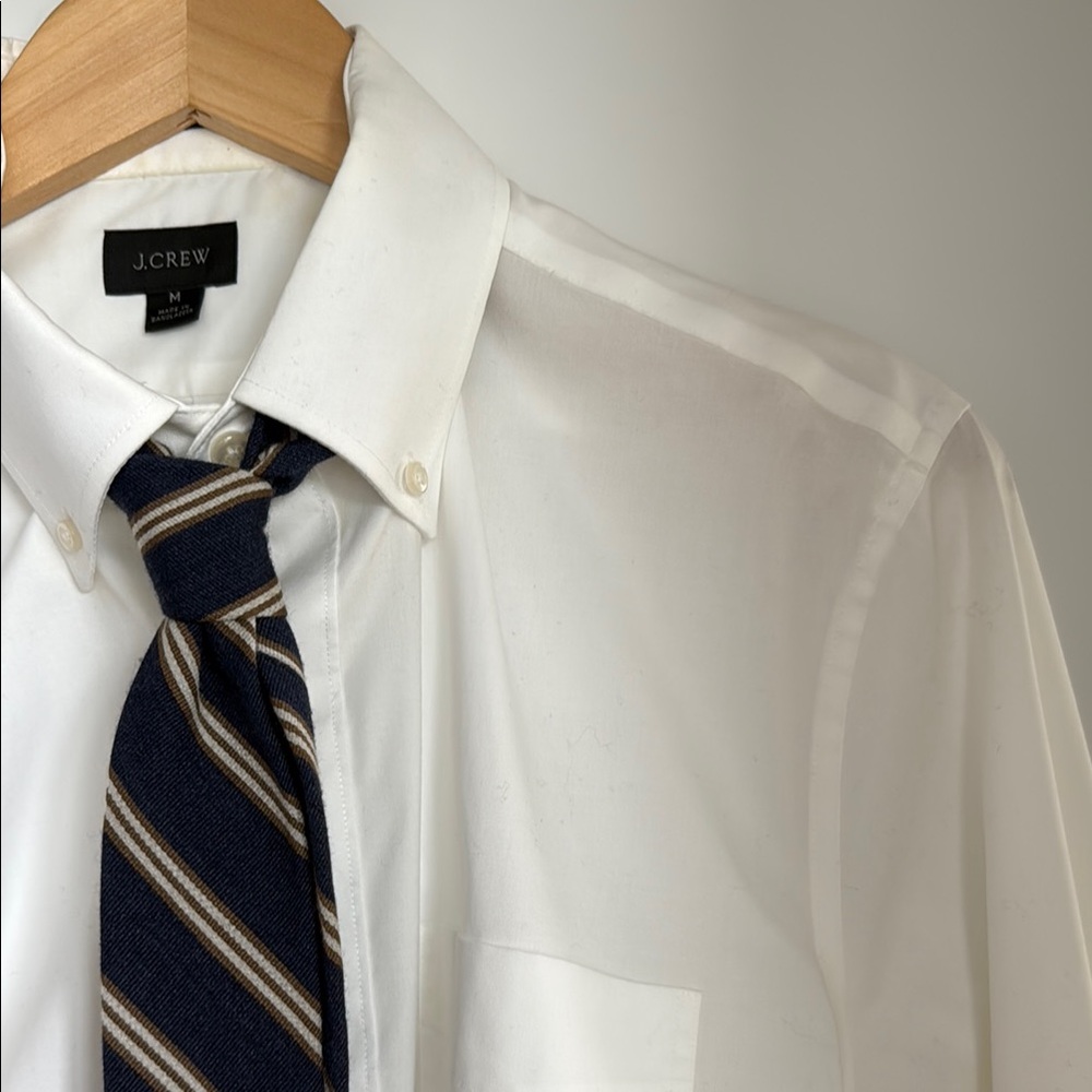 J. Crew Silk Wool Repp Stripe Tie in Navy & Tan